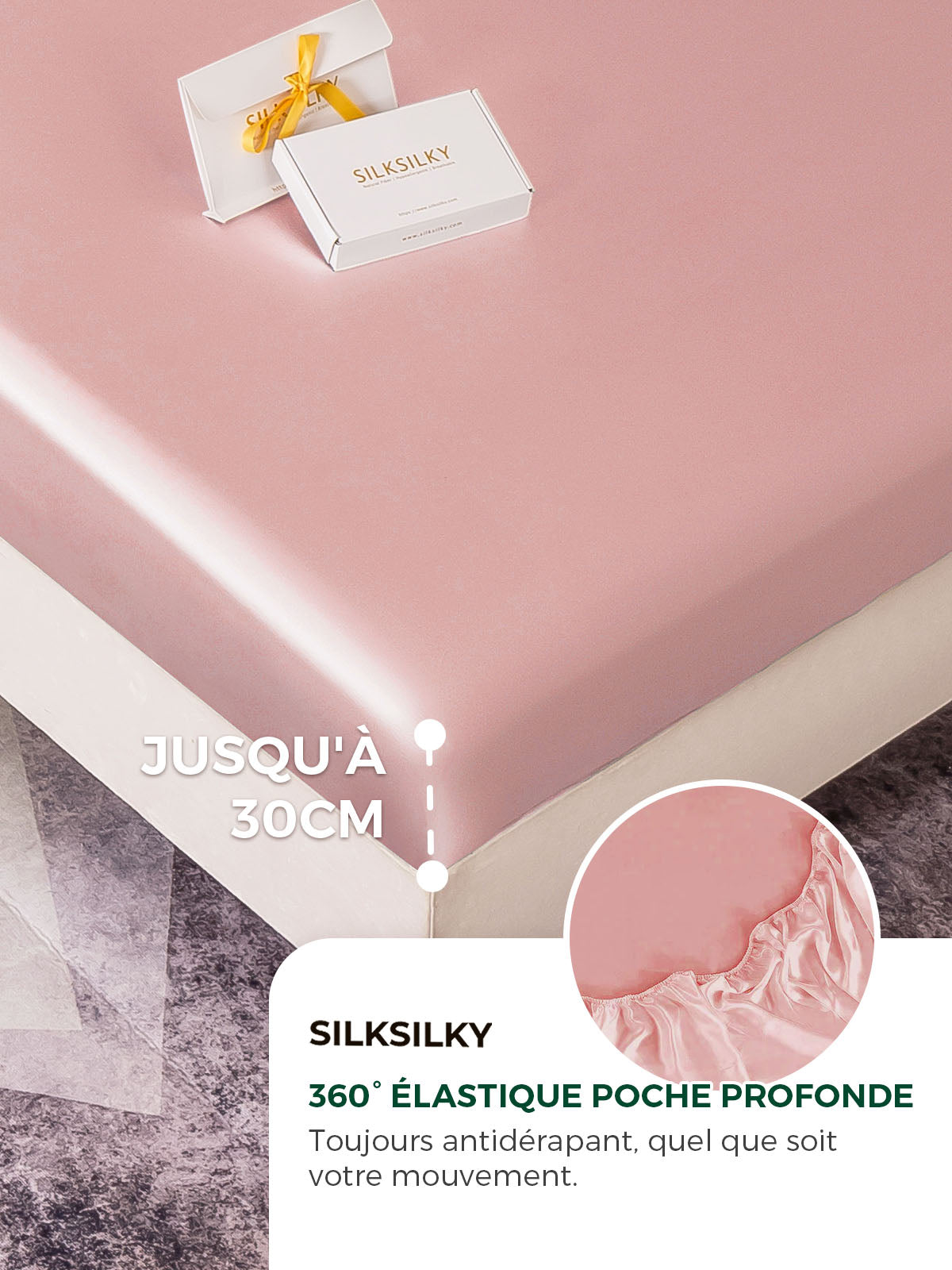 [Mauve Pâle] SilkSilky-FR 22Momme Pure Soie Bedding Set 004