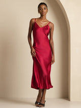 [Rouge Vineux] SilkSilky-FR Sleeveless V Neck Robes 003