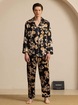 [Dragon Noir] SilkSilky-FR Long Sleeve Lapel Collar Homme Pyjamas 001