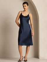 [Bleu Foncé] SilkSilky-FR Sleeveless Col en U Robes 003