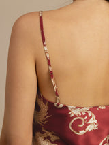 [Dragon Bordeaux] SilkSilky-FR Spaghetti Strap V Neck Ensemble Camisole 005