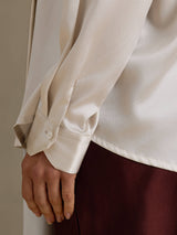 [Gris Clair] SilkSilky-FR Long Sleeve High Neck Blouse 005