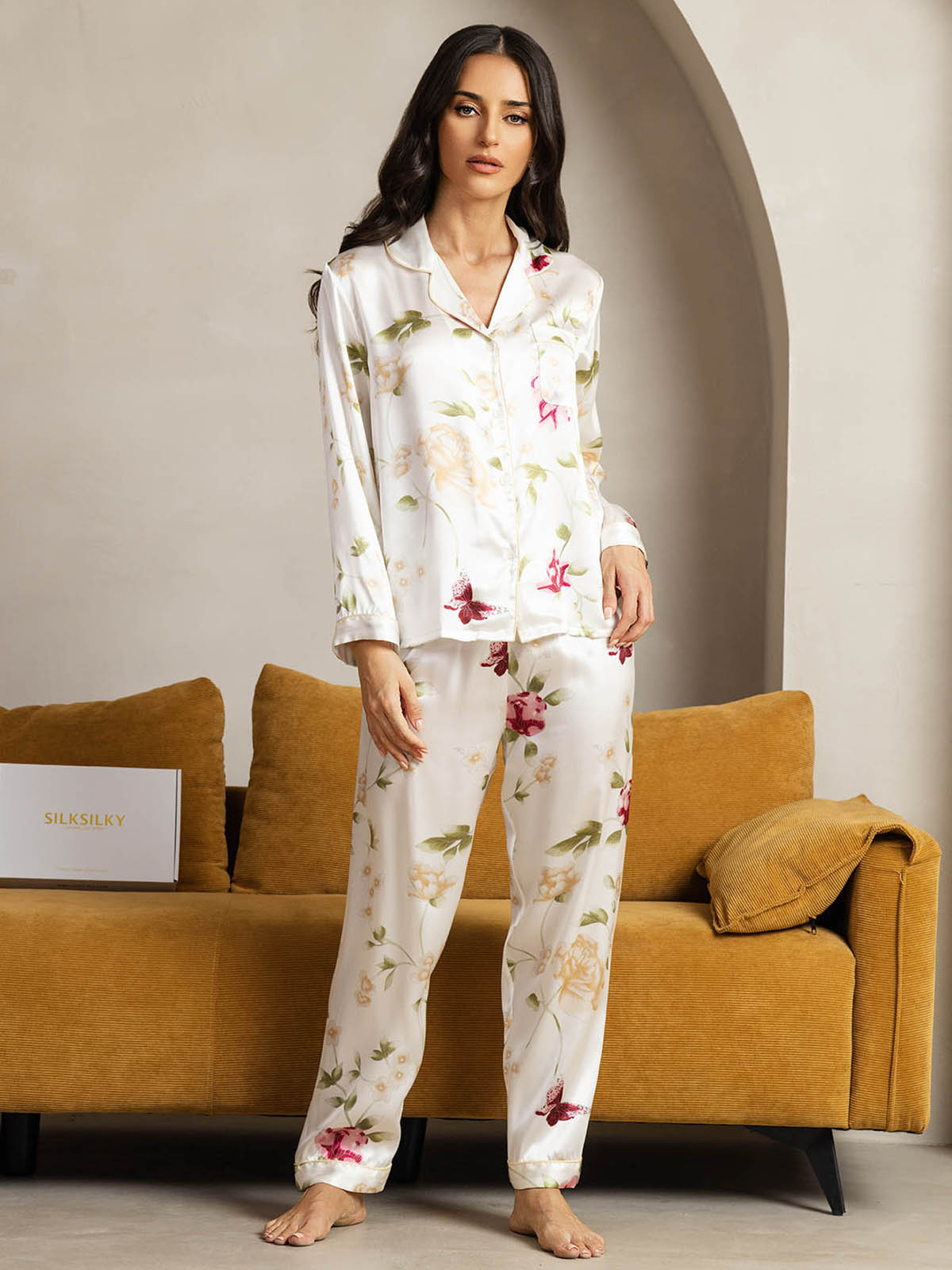 [Fleur Ivoire] SilkSilky-FR Pure Soie Womens Pajamas 003