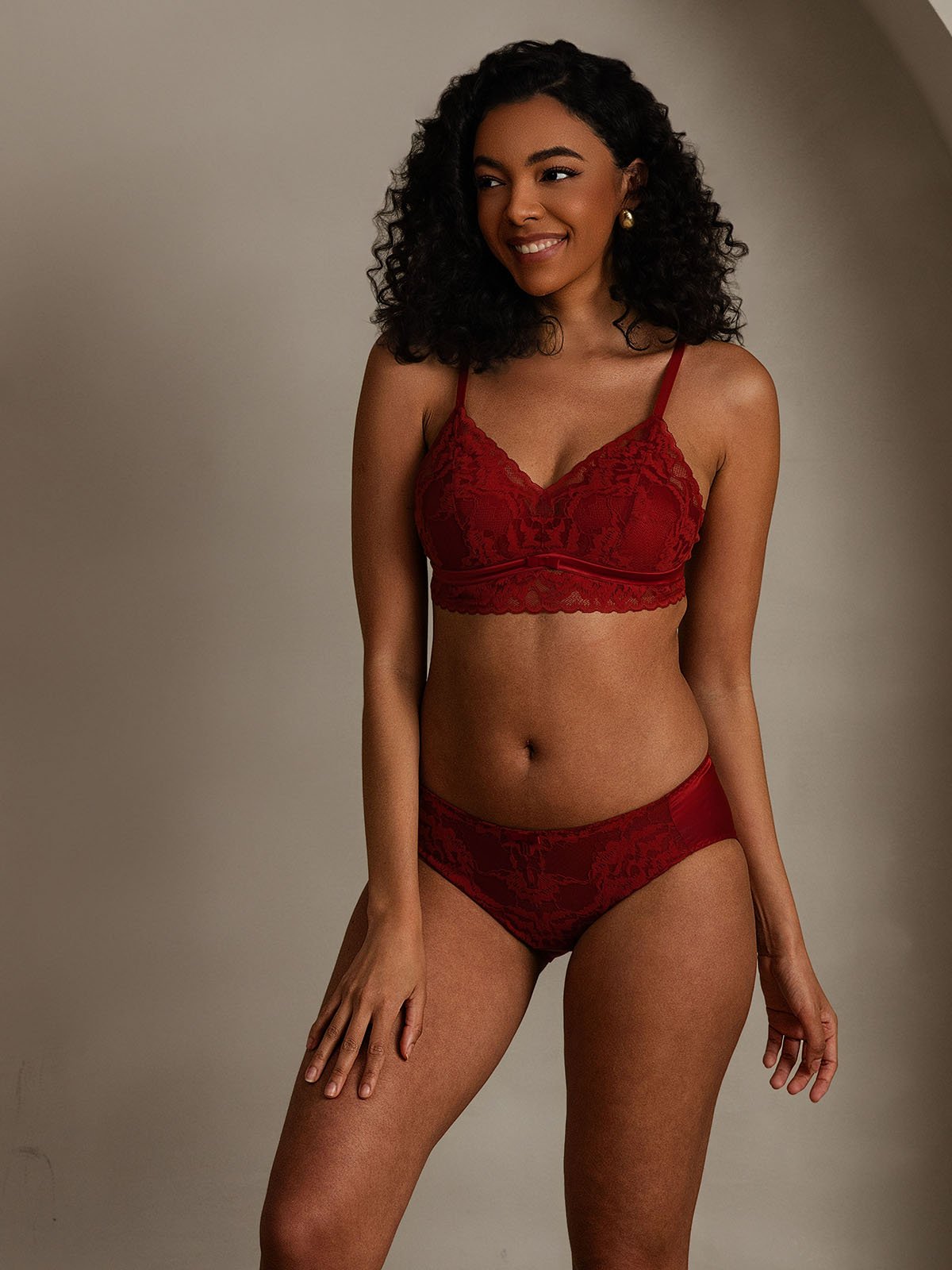 SilkSilky-FR Soie Bra&Panty Set RougeFoncé 001