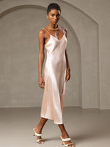 [Rose] SilkSilky-FR Sleeveless V Neck Robes 003