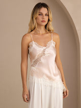 [Rose] SilkSilky-FR Spaghetti Strap V Neck Top À Fines Brides 001