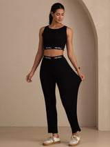 [Noir] SilkSilky-FR Sleeveless Crew Neck Women's Outfit Sets 006