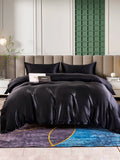 SilkSilky FR 25Momme Pure Soie Bedding Set Noir 001