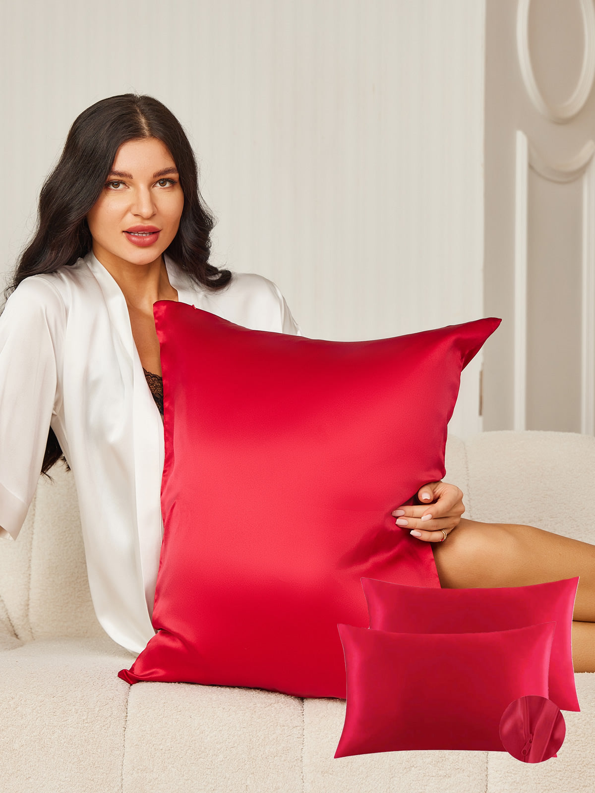 SilkSilky FR 22Momme Pure Soie Pillowcase RougeVineux 007