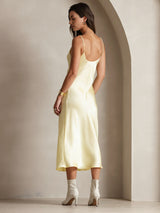 [Jaune Clair] SilkSilky-FR Sleeveless V Neck Robes 002