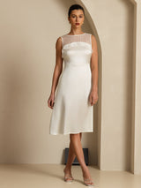 [Blanc] SilkSilky-FR Sleeveless Illusion Neck Robes 005