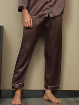 [Café] SilkSilky-FR Pure Soie Mens Sleep Bottoms 003,