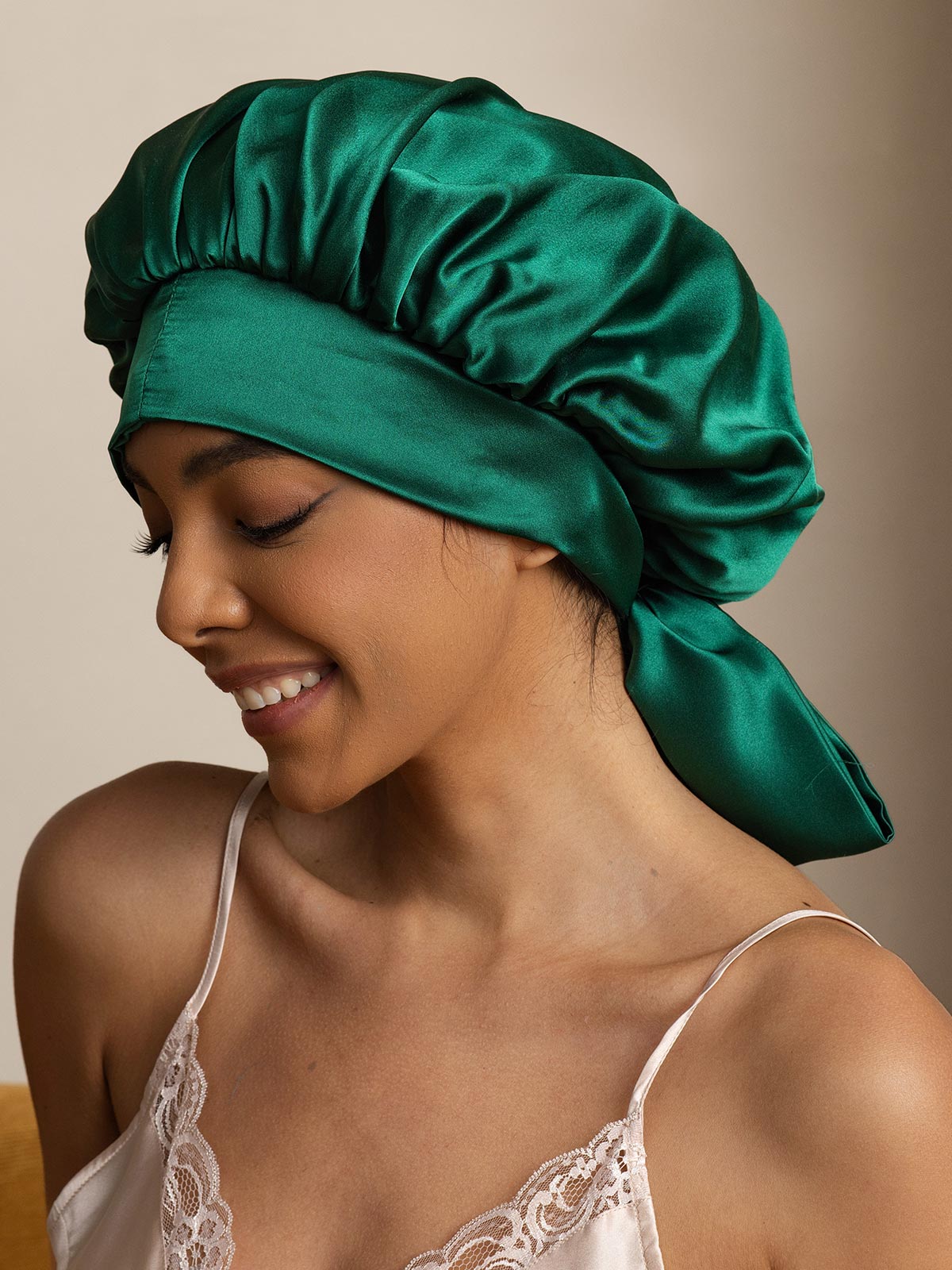[Vert Foncé] SilkSilky-FR Pure Soie Sleep Cap 001