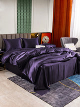 [Violet Foncé] SilkSilky-FR Parure de Lit Soie 002