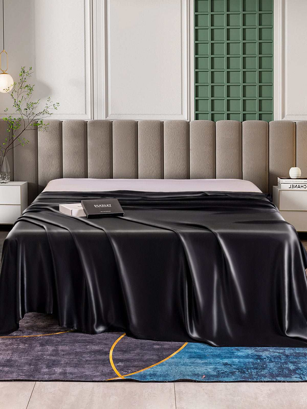 [Noir] SilkSilky-FR 25Momme Pure Soie Sheet 002