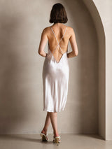 [Beige] SilkSilky-FR Fines Brides Encolure Dégagée Robes 002