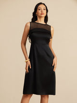 [Noir] SilkSilky-FR Sleeveless Illusion Neck Robes 004