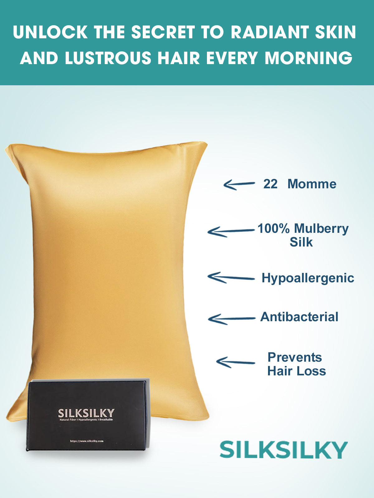 [Champagne] SilkSilky-FR 22Momme Pure Soie Pillowcase 005