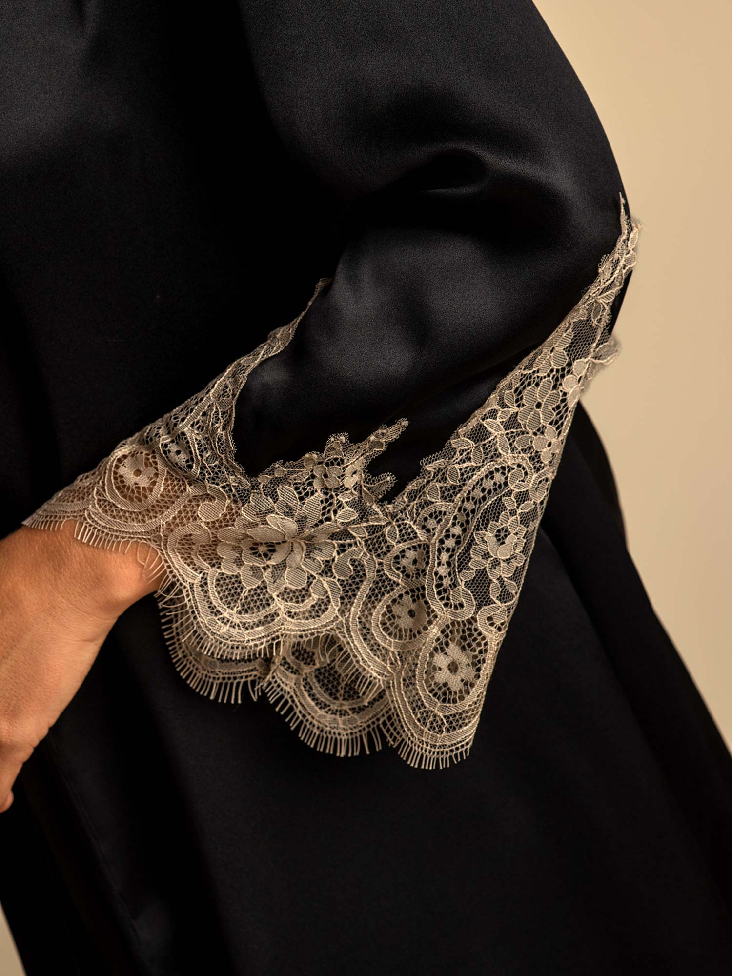 [Noir] SilkSilky-FR Pure Soie Nightgown&Robe Set 004,