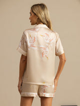 [Champagne] SilkSilky-FR Short Sleeve Lapel Collar Femme Pyjamas 002