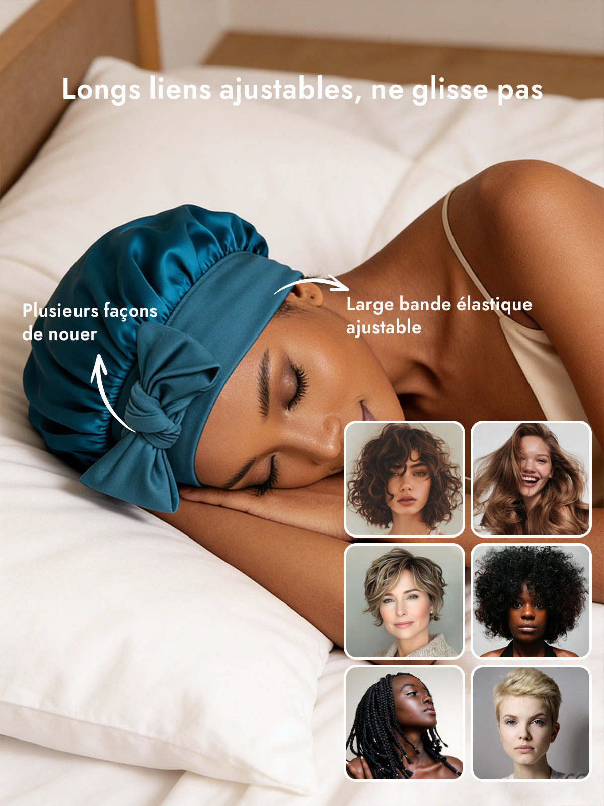 [Bleu Royal] SilkSilky-FR Soie Sleep Cap 004