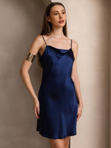 [Bleu Foncé] SilkSilky-FR Sleeveless Cowl Neck Robes 006