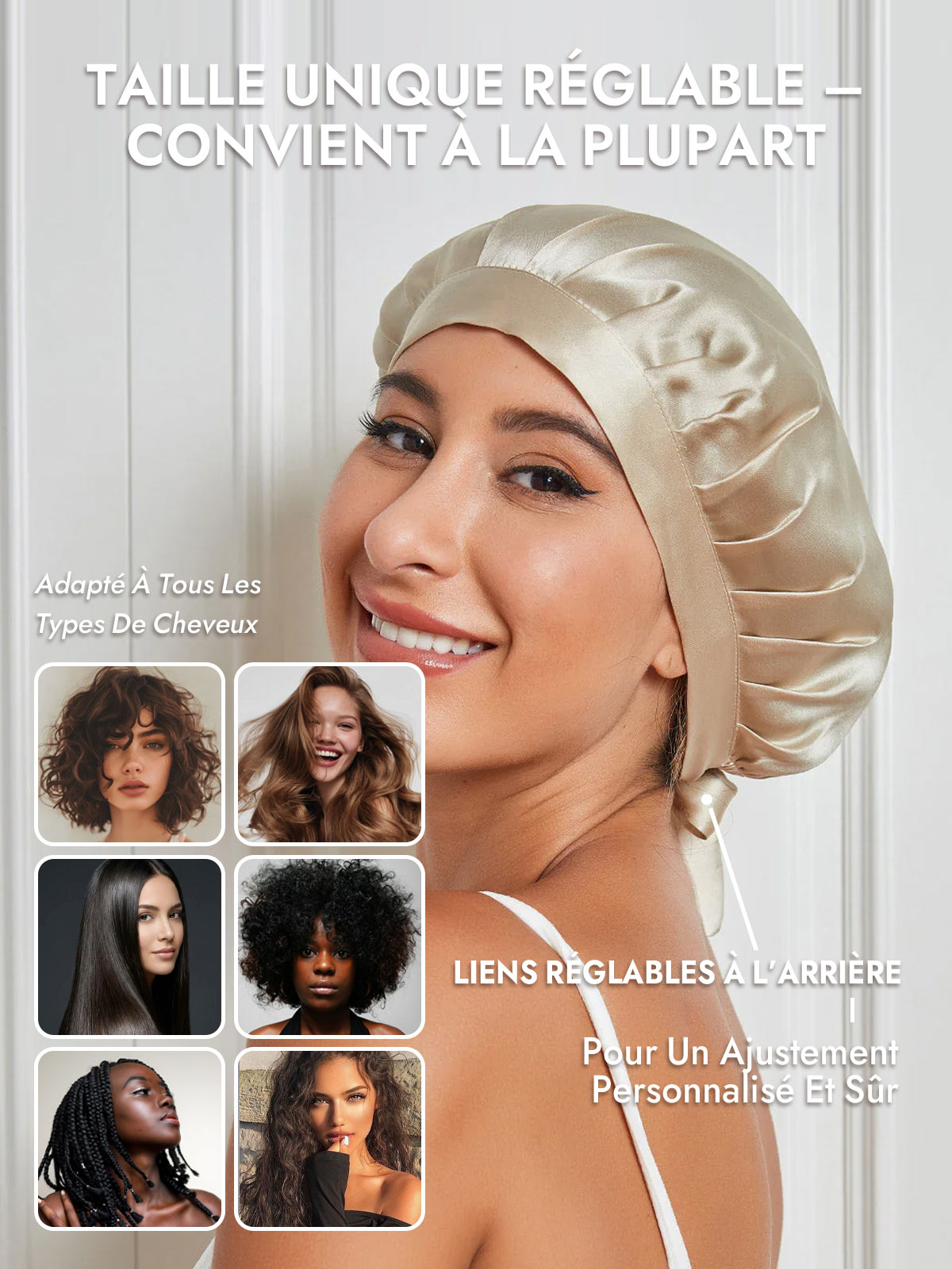 [Beige] SilkSilky-FR Bonnets de Nuit 006