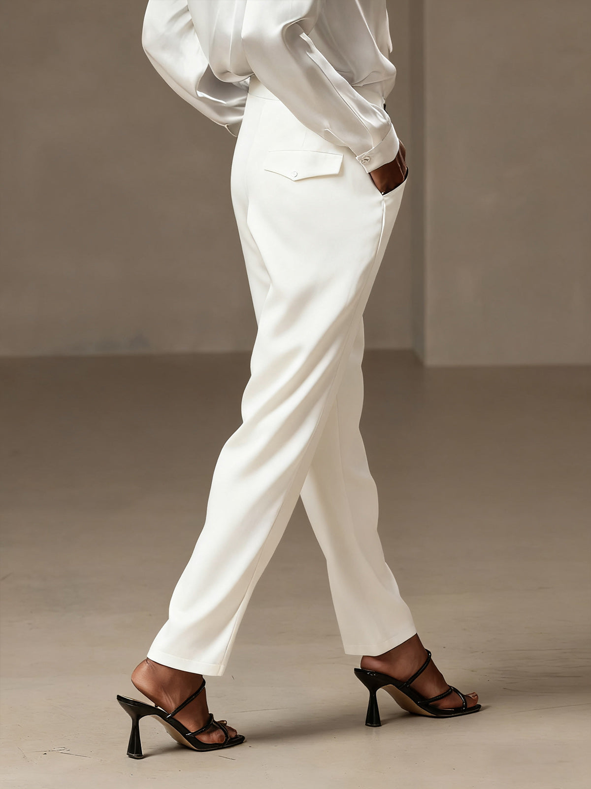 [Blanc] SilkSilky-FR 19Momme Soie Womens Pants 002