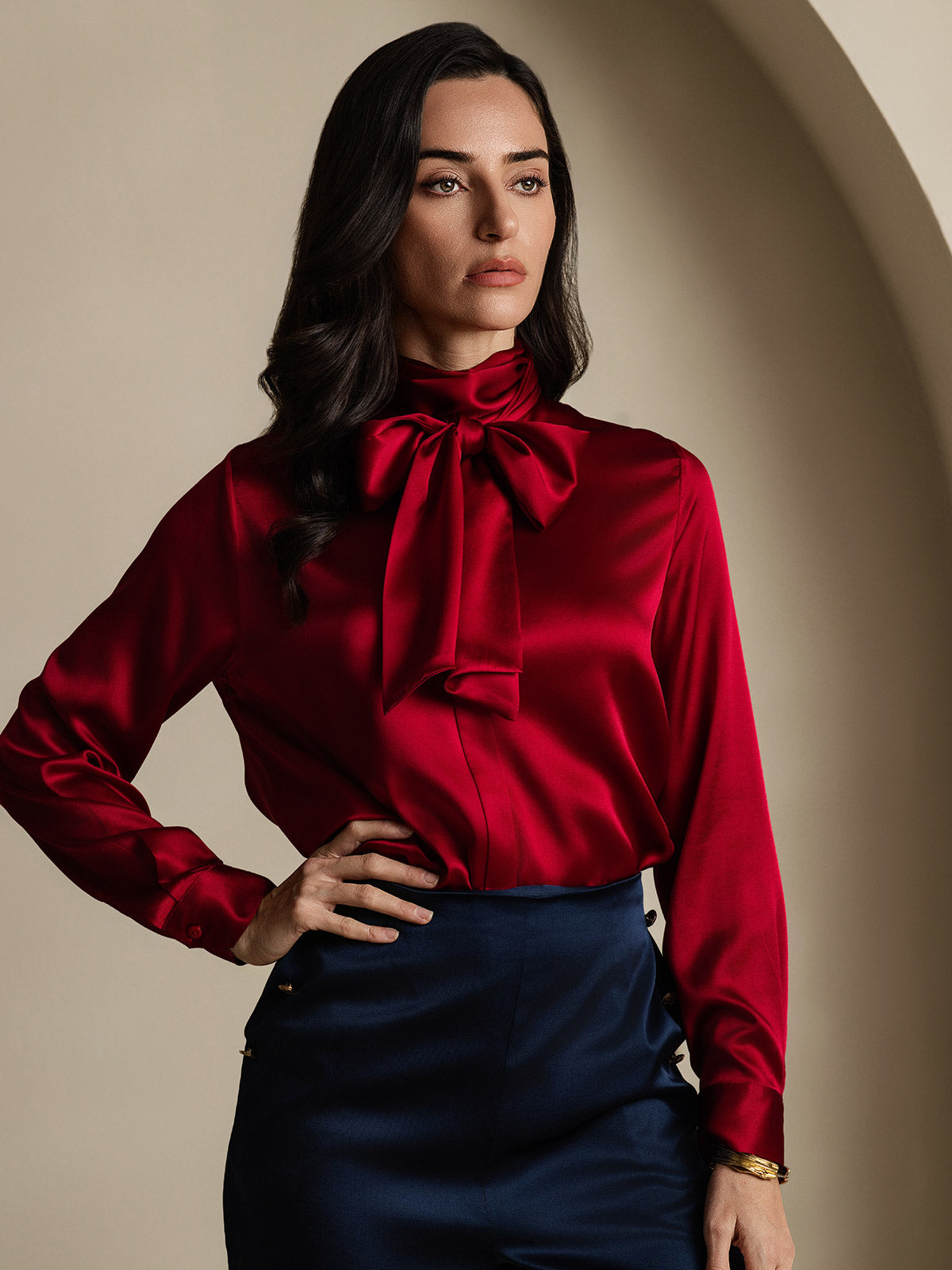 [Rouge Vineux] SilkSilky-FR 19Momme Soie Womens Shirt 003