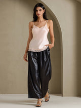 [Rose] SilkSilky-FR Spaghetti Strap V Neck Top À Fines Brides 007