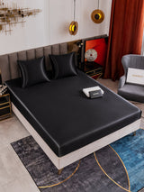 [Noir] SilkSilky-FR Parure de Lit Soie 001
