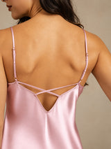 [Rose Clair] SilkSilky-FR Sleeveless V Neck Chemises de nuit 005