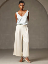 [Bleu Clair] SilkSilky-FR Sleeveless V Neck Top À Fines Brides 008