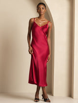 [Rouge Vineux] SilkSilky-FR Sleeveless V Neck Robes 001