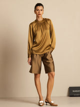 [Bronze] SilkSilky-FR 19Momme Manches longues Col Rond Blouse 006