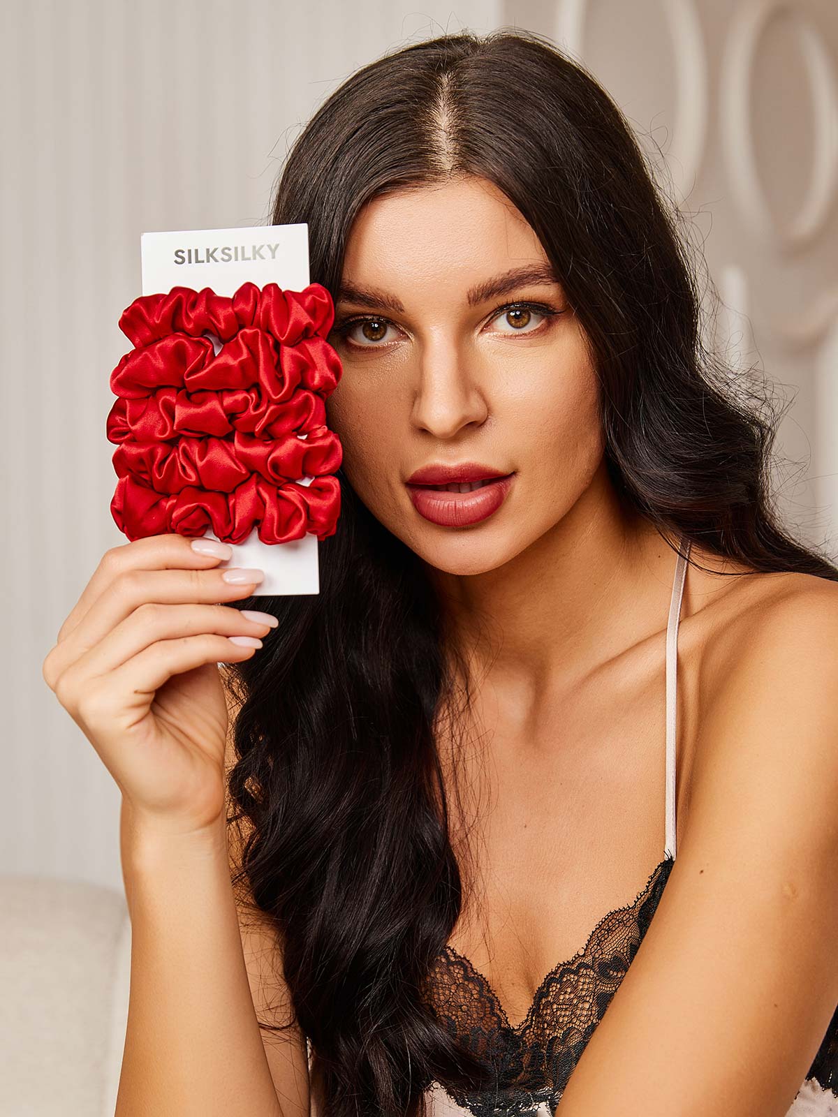 [Rouge Vineux] SilkSilky-FR 19Momme Pure Soie Scrunchie 001