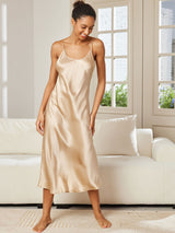 [Champagne] SilkSilky-FR Sleeveless V Neck Chemises de nuit 003