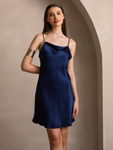 [Bleu Foncé] SilkSilky-FR Sleeveless Cowl Neck Robes 005
