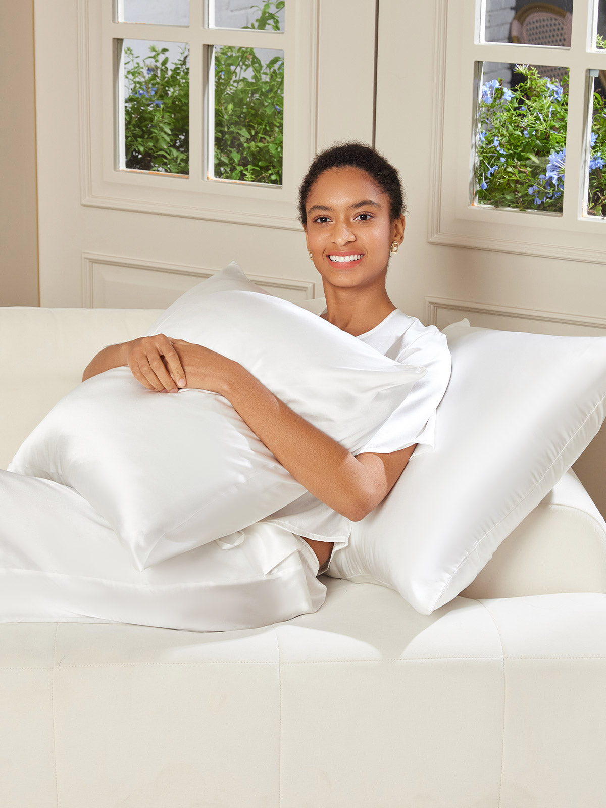 SilkSilky-FR 19Momme Pure Soie Pillowcase Blanc 002