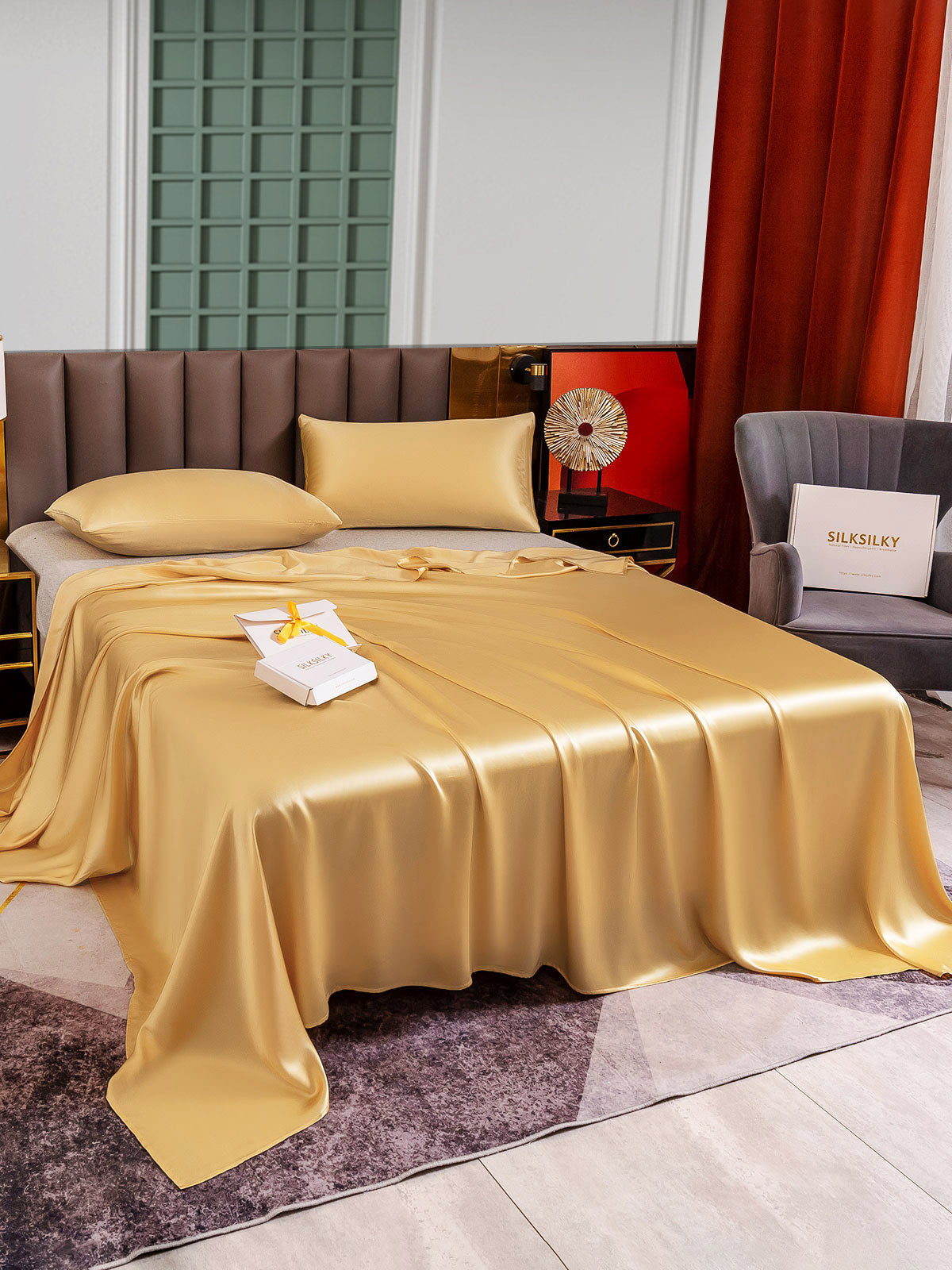 [Champagne] SilkSilky-FR 25Momme Pure Soie Bedding Set 003