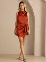 [Caramel] SilkSilky-FR Sleeveless Cowl Neck Robes 006