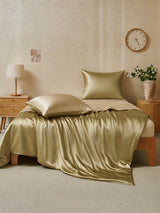 [Beige+Kaki] SilkSilky-FR Parure de Lit Soie 002
