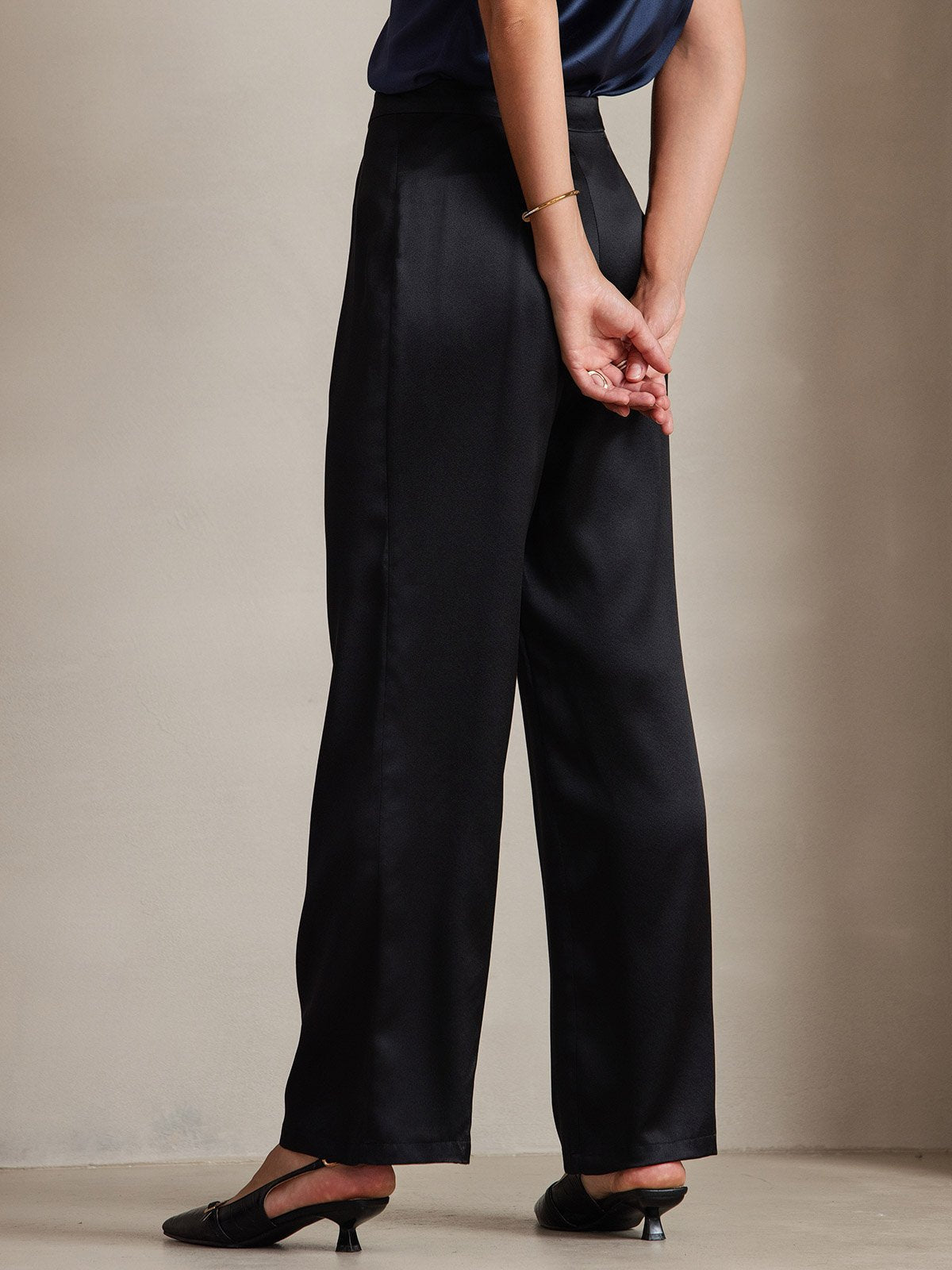 [Noir] SilkSilky-FR 19Momme Soie Womens Pants 004