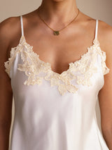 [Blanc] SilkSilky-FR Sleeveless V Neck Top À Fines Brides 004