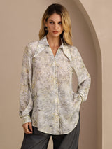 [Fleur de Sauge] SilkSilky-FR Long Sleeve Lapel Collar Blouse 001