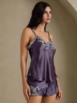 [Gris Pourpre] SilkSilky-FR Sleeveless V Neck Ensemble Camisole 005