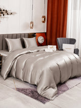 [Gris] SilkSilky-FR Parure de Lit Soie 002