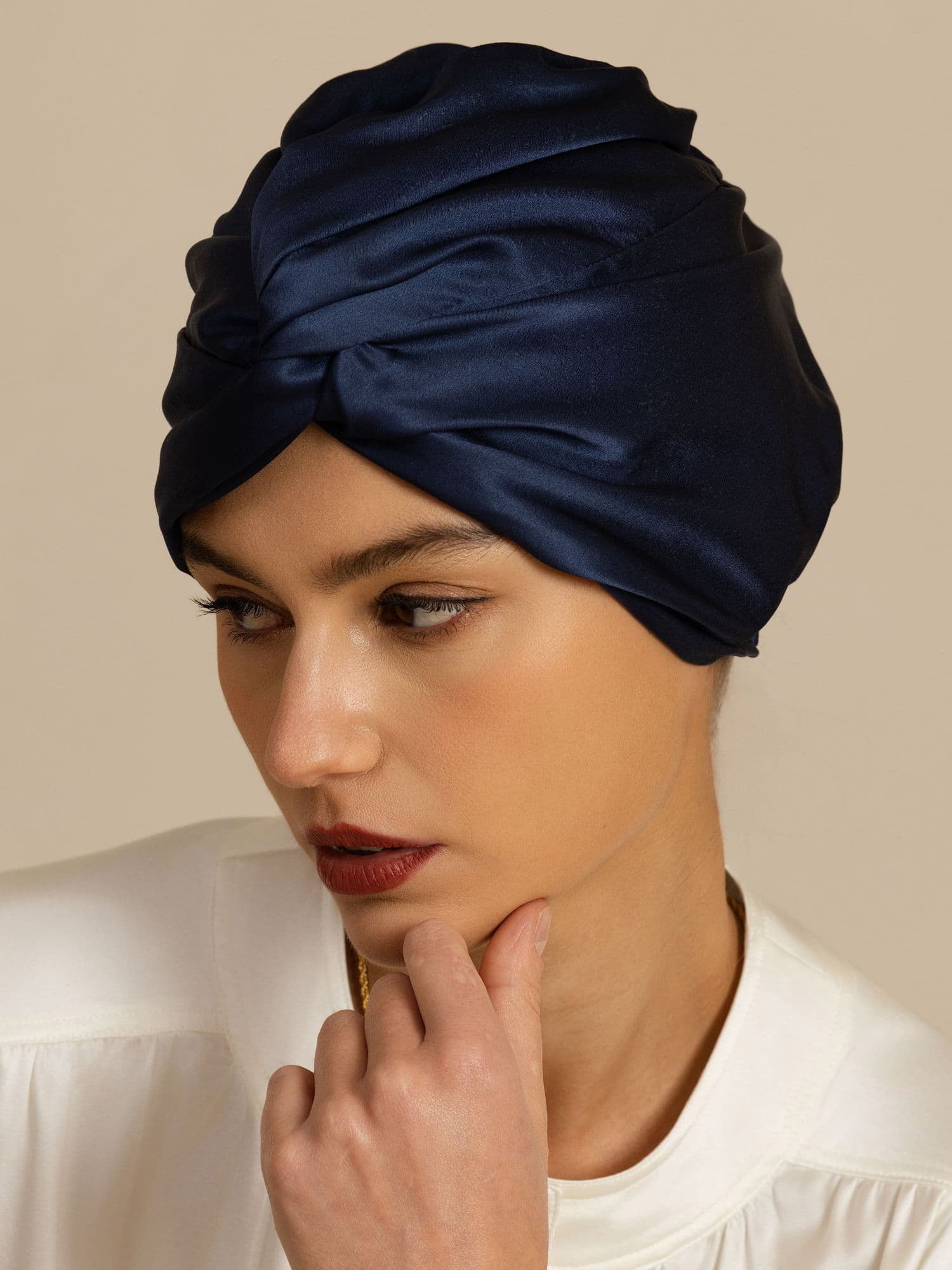 [Bleu Foncé] SilkSilky-FR 22Momme Bonnets de Nuit 005