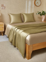 [Beige+Kaki] SilkSilky-FR Parure de Lit Soie 003