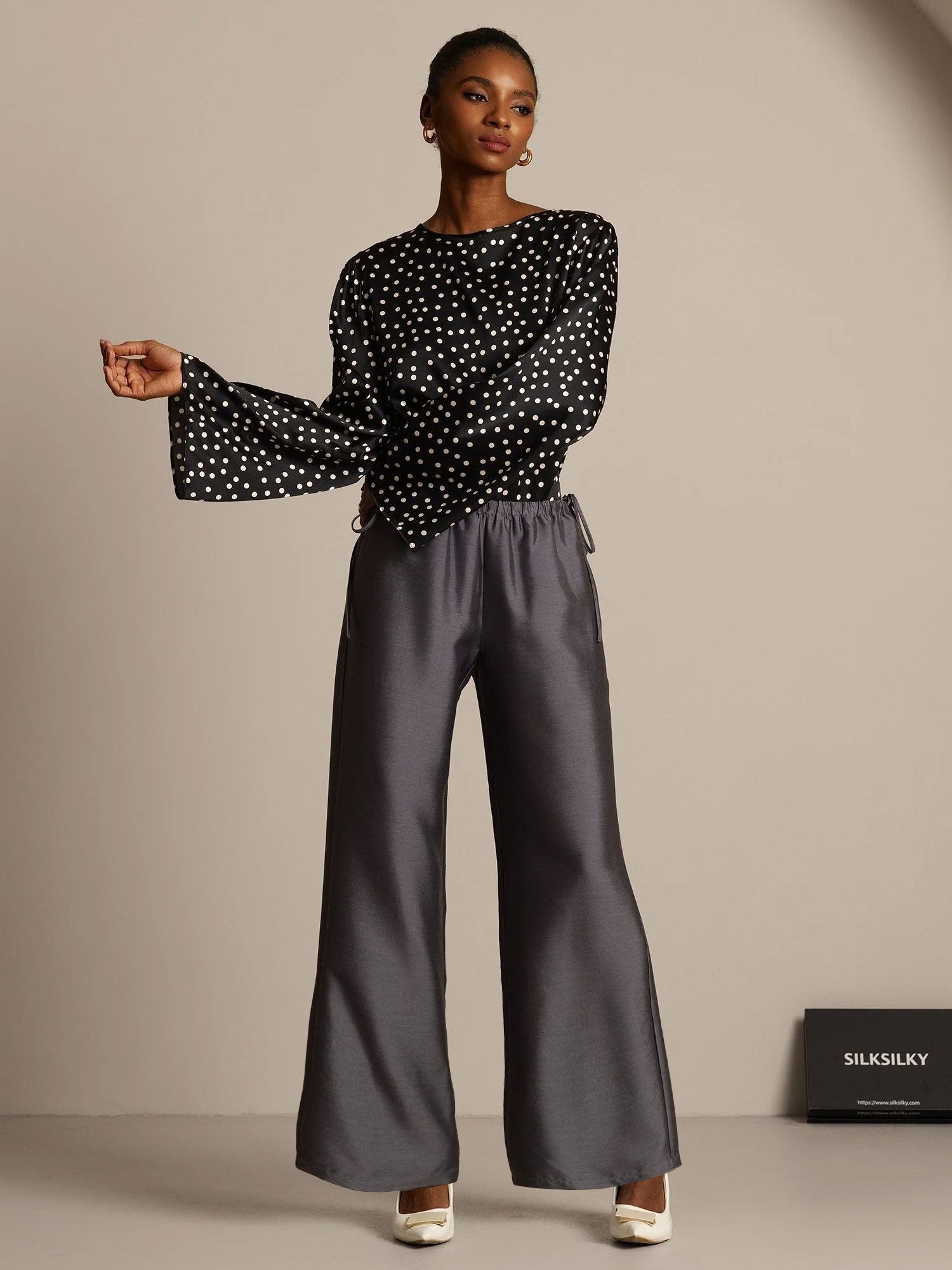 [Gris] SilkSilky-FR 32Momme Soie Womens Pants 006,